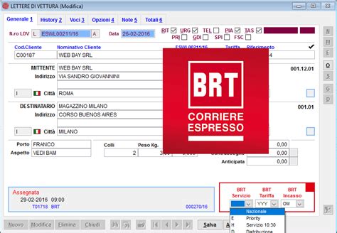 Trova spedizione BRT